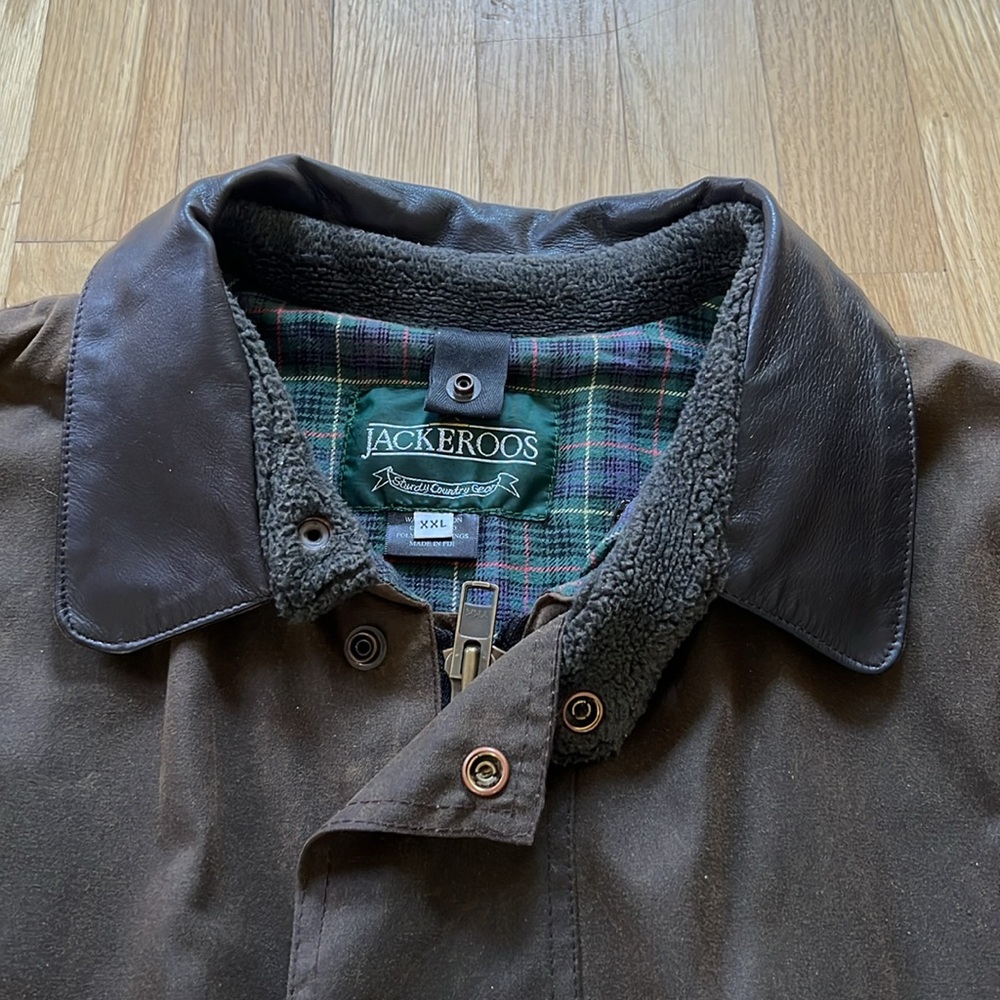 Jackeroos Waxed Canvas Jacket with leather trimmed